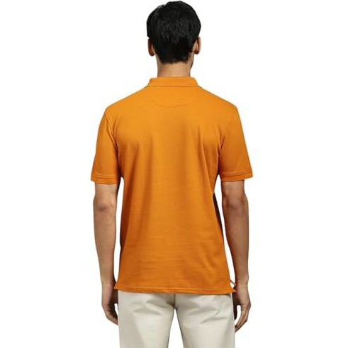 Louis Philippe Men's Solid Regular Fit T-Shirt (Lpkpmrgbq32764Lh_Orange