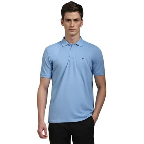 Louis Philippe Men's Solid Regular Fit T-Shirt (Lpkpmrgbt94094_Light Blue