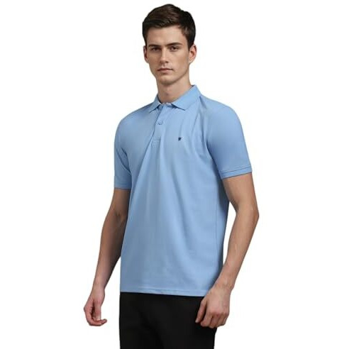 Louis Philippe Men's Solid Regular Fit T-Shirt (Lpkpmrgbt94094_Light Blue