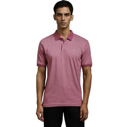 Louis Philippe Men's Solid Regular Fit T-Shirt (Lpkpmrgbc59992_Pink