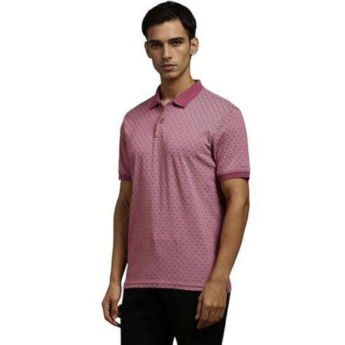 Louis Philippe Men's Solid Regular Fit T-Shirt (Lpkpmrgbc59992_Pink