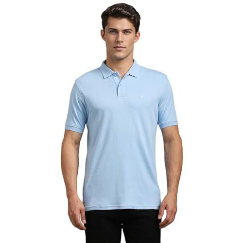 Louis Philippe Men's Solid Regular Fit T-Shirt (Lpkpmrgb646075_Blue