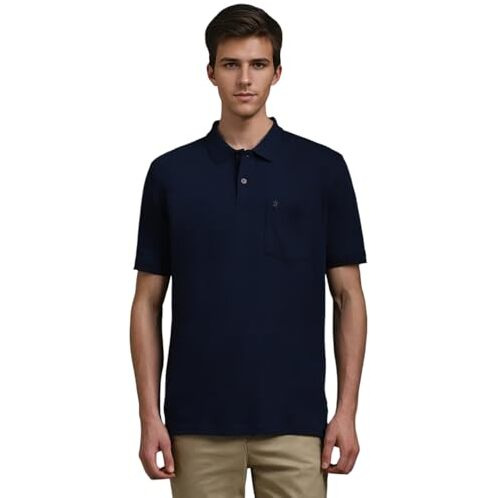 Louis Philippe Men's Solid Regular Fit T-Shirt (Lpkwmrgb184193_Navy