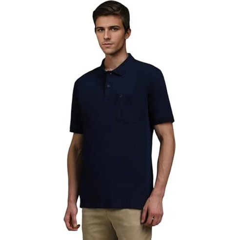 Louis Philippe Men's Solid Regular Fit T-Shirt (Lpkwmrgb184193_Navy