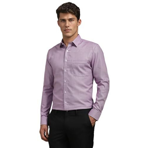 Louis Philippe Men's Cotton Checkered Slim Fit Shirt (Lpsfmslf848240_Purple, 40