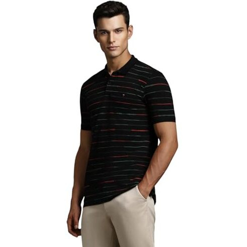 Louis Philippe Men's Solid Slim Fit T-Shirt (Lykpcslpe27914_Charcoal