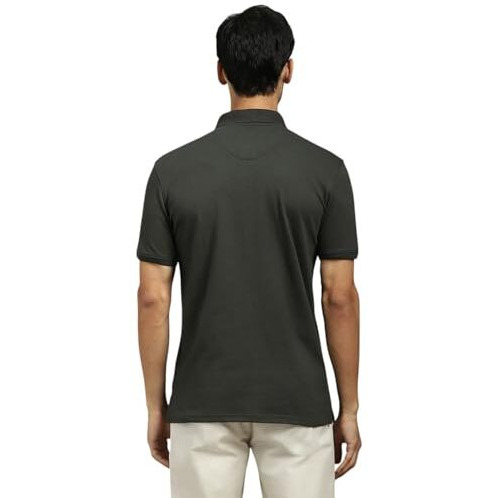 Louis Philippe Men's Solid Slim Fit T-Shirt (Lykwcslpd04683_Olive