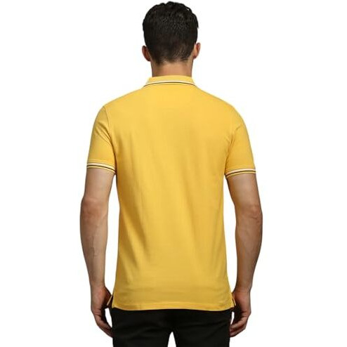 Louis Philippe Men's Solid Slim Fit T-Shirt (Lykpcslbf17617_Yellow