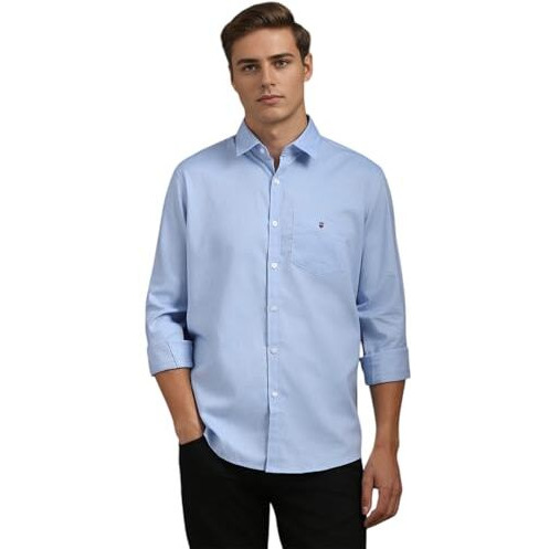 Louis Philippe Men's Cotton Solid Slim Fit Shirt (Lysfcslbg39926_Light Blue,40
