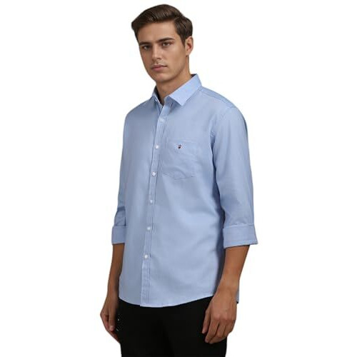 Louis Philippe Men's Cotton Solid Slim Fit Shirt (Lysfcslbg39926_Light Blue,40