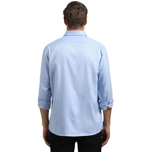 Louis Philippe Men's Cotton Solid Slim Fit Shirt (Lysfcslbg39926_Light Blue,40