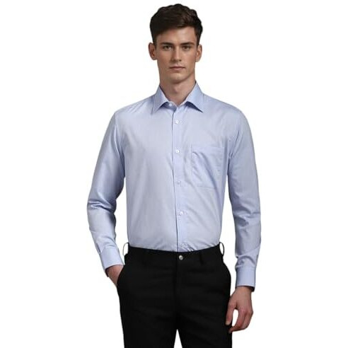 Louis Philippe Men's Solid Classic Fit Shirt (Lpsfmclpc66110_Blue