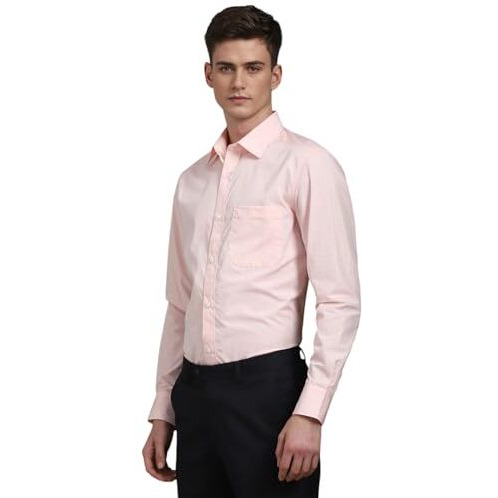 Louis Philippe Men's Solid Classic Fit Shirt (Lpsfmclp654303_Peach