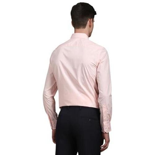 Louis Philippe Men's Solid Classic Fit Shirt (Lpsfmclp654303_Peach