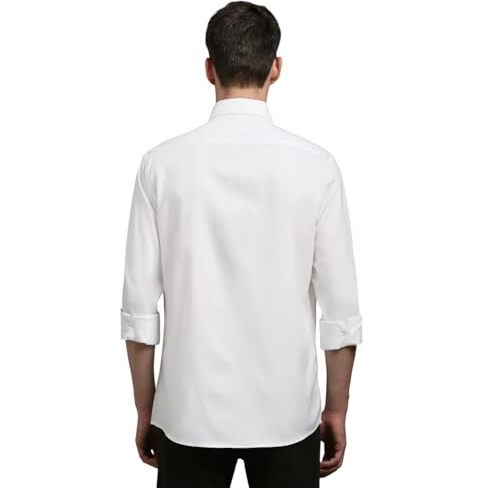 Louis Philippe Cotton Men's Solid Slim Fit Shirt (Lysfcslb050208_White, 42