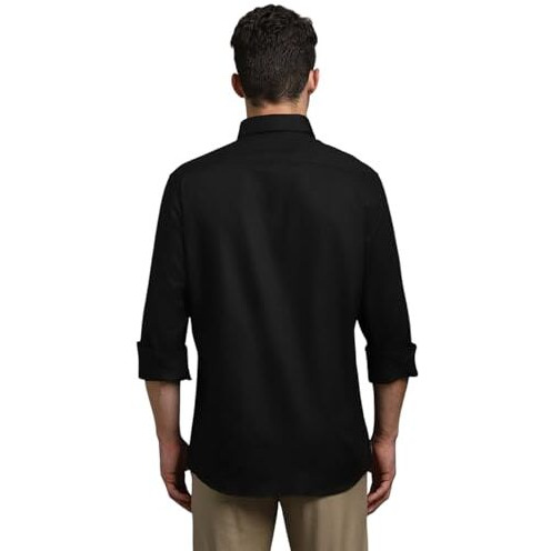 Louis Philippe Men's Cotton Solid Slim Fit Shirt (Lysfcslb900766_Black, 39