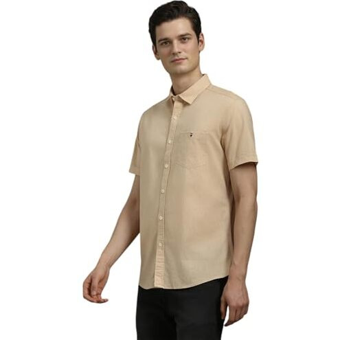 Louis Philippe Men's Slim Fit Shirt (Lrshnslbd80382_Beige