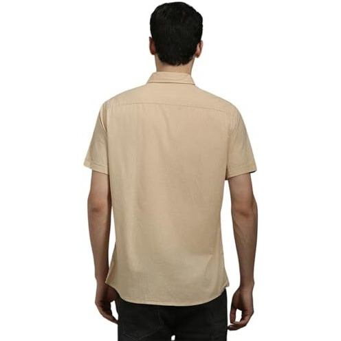 Louis Philippe Men's Slim Fit Shirt (Lrshnslbd80382_Beige