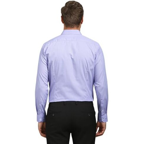 Louis Philippe Men's Striped Regular Fit Shirt (Lpsfmslpb20365_Blue