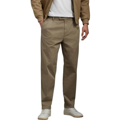 Louis Philippe Men's Loose Pants (Lrtpnbgb823475_Dark Khaki