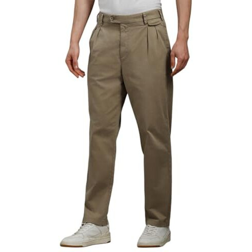 Louis Philippe Men's Loose Pants (Lrtpnbgb823475_Dark Khaki