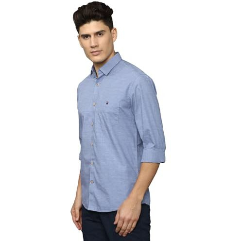 Louis Philippe Men's Slim Fit Shirt (Lysfcslbv39256_Blue 40)