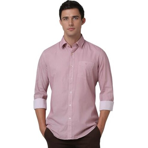 Van Heusen Men's Slim Fit Shirt (Vssfuslfw19127_Maroon