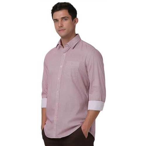Van Heusen Men's Slim Fit Shirt (Vssfuslfw19127_Maroon