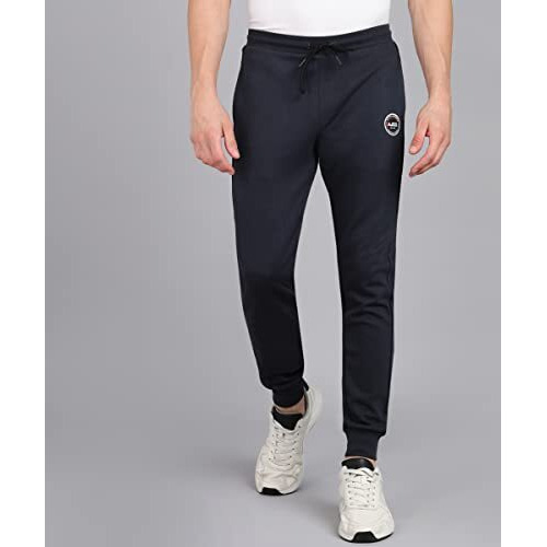 Alan Jones Clothing Men's Side Panel Detail Cotton Mid Rise Joggers Track Pant (Dark Grey_2Xl)