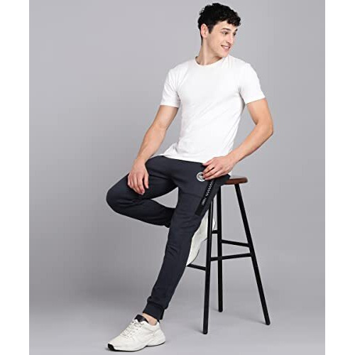 Alan Jones Clothing Men's Side Panel Detail Cotton Mid Rise Joggers Track Pant (Dark Grey_2Xl)