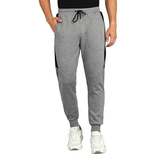 Alan Jones Clothing Men's Solid Regular Fit Cotton Joggers Track Pant (Melange_3Xl)