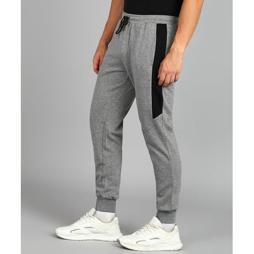 Alan Jones Clothing Men's Solid Regular Fit Cotton Joggers Track Pant (Melange_3Xl)