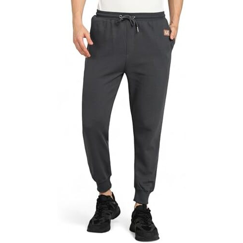 Alan Jones Clothing Men Corduory Regular Fit Joggers Mid Rise Track Pant (Dark Grey_3Xl)