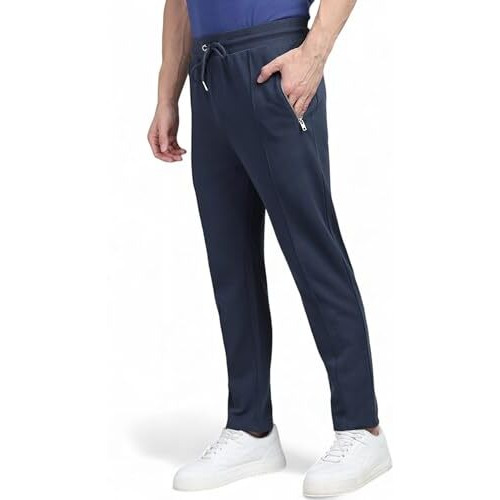 Alan Jones Clothing Men Pintuck Striped Regular Fit Track Pants (Ink_Xl)