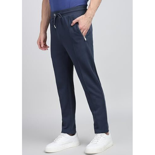 Alan Jones Clothing Men Pintuck Striped Regular Fit Track Pants (Ink_Xl)