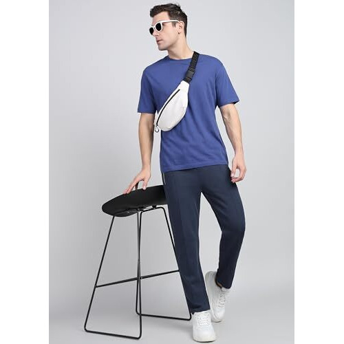 Alan Jones Clothing Men Pintuck Striped Regular Fit Track Pants (Ink_Xl)