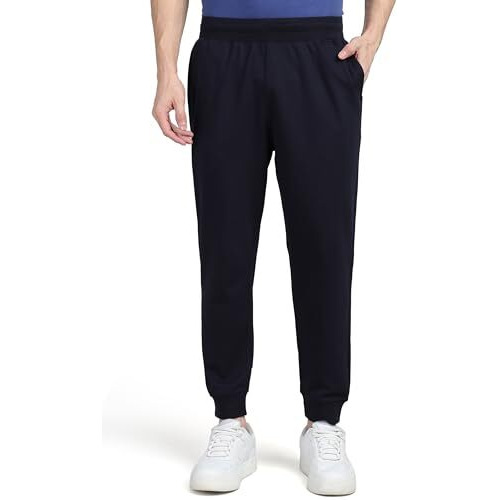 Alan Jones Clothing Men Solid Regular Fit Joggers Track Pants (Navy_L)