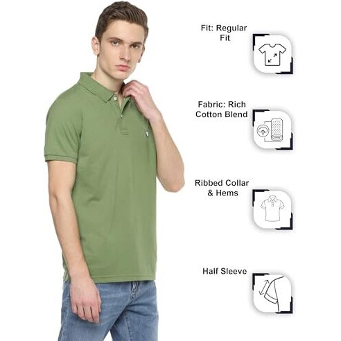 Alan Jones Clothing Solid Men's Regular Fit Polo Neck T-Shirt (Green_Xl)