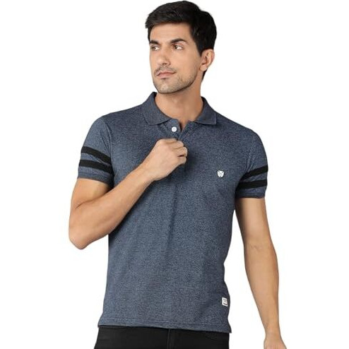 Alan Jones Clothing Men's Regular Soild Polo T-Shirt (Navy_S)