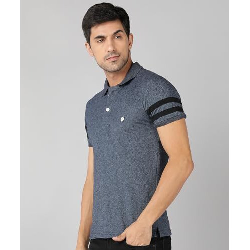 Alan Jones Clothing Men's Regular Soild Polo T-Shirt (Navy_S)
