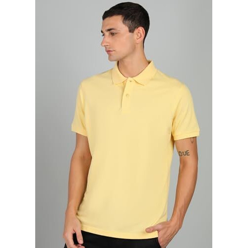 Alan Jones Clothing Solid Men's Polo Neck T-Shirt (Soft Yellow_2Xl)