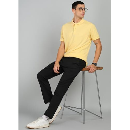 Alan Jones Clothing Solid Men's Polo Neck T-Shirt (Soft Yellow_2Xl)