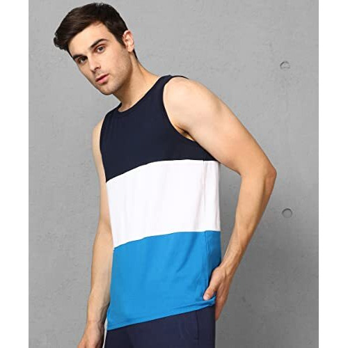 Alan Jones Clothing Men's Cotton Colorblocked Sleeveless T-Shirt (Multicolor_M)