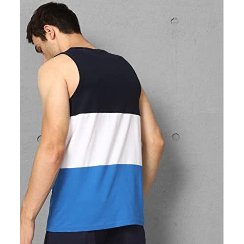 Alan Jones Clothing Men's Cotton Colorblocked Sleeveless T-Shirt (Multicolor_M)