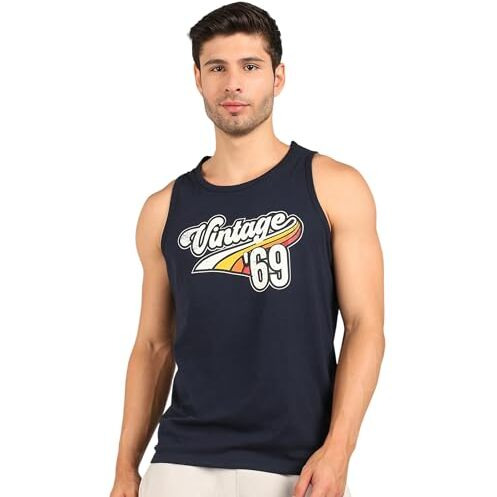 Alan Jones Clothing Men's Cotton Sleeveless T-Shirt (Xl_Navy)