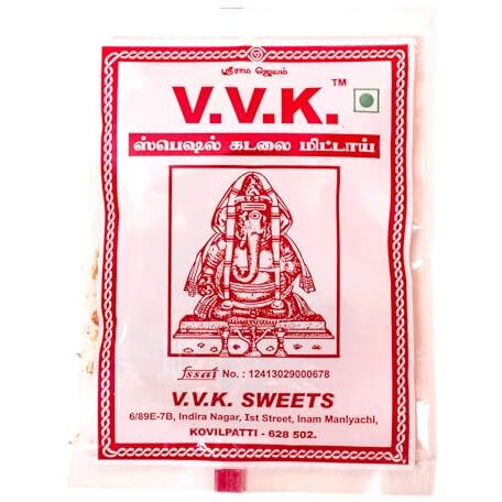 V.V.K.Sweets Kovilpatti Vvk Kadalai Mittai - Burfi - Chikkies Candy - Pack Of 3 X 225 Grams (675 Grams)