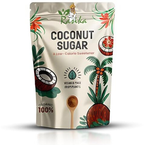 Rasika Coconut Sugar 100% Pure Organic 300G  Healthy Natural Sweetener, Low Glycemic Index, Unrefined, Gluten-Free, Lab Tested, Non-Gmo, Vegan, Keto-Friendly