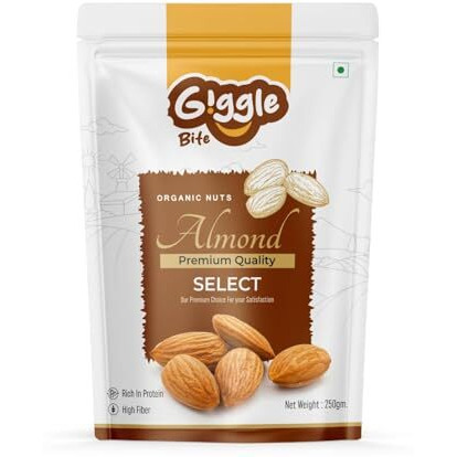 Giggle Bite 100% Pure California Whole Select Almonds, Badam Dry Fruits Nuts (250G)
