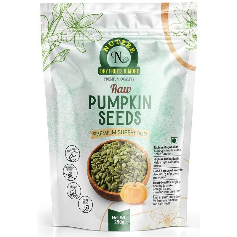 Nutzee Pumpkin Seeds  High In Protein & Fibre | Power-Packed Superfood For A Healthy Lifestyle | Nutrient-Rich Snack For Better Immunity & Digestion (250 Gram)