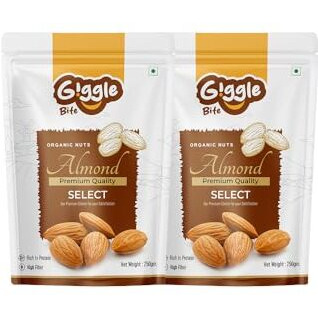 Giggle Bite 100% Pure California Whole Select Almonds, Badam Dry Fruits Nuts (500G)